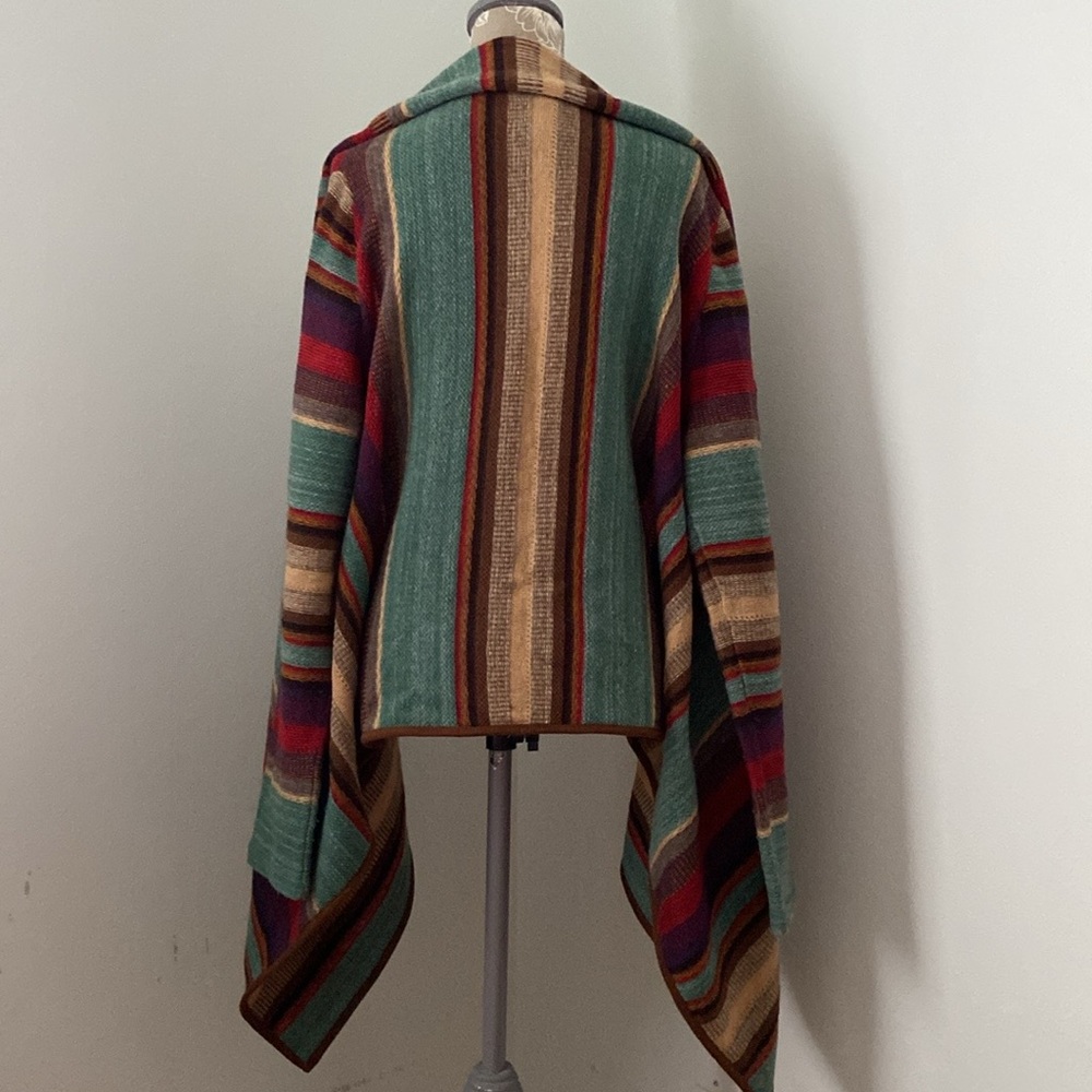 Ralph Lauren Serape Stripes Open Cardigan Waterfall Drapped Knit Wrap L to XL - Picture 4 of 15